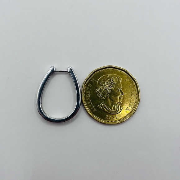 1.00 CT Channel Natural Diamond Sterling Silver Large Hoops - Picture 6 of 6